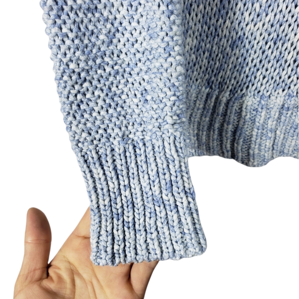 Vince Drop Shoulder Loose Knit Rolled Neckline Blue Sweater Style Size S - Picture 10 of 16
